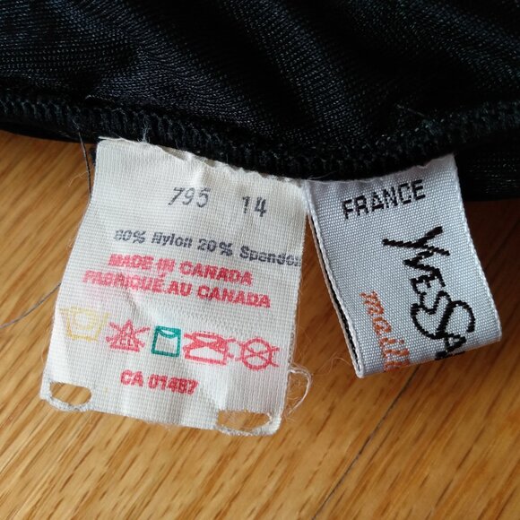 Vintage YSL Swimsuit Sz 14 Yves Saint Laurent Black Ruched 1 Piece Bathing Suit - Picture 9 of 16